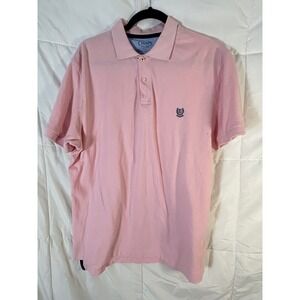 Chaps Mens Pink Short Sleeve Polo Shirt Logo Crest Casual Everyday Size Large